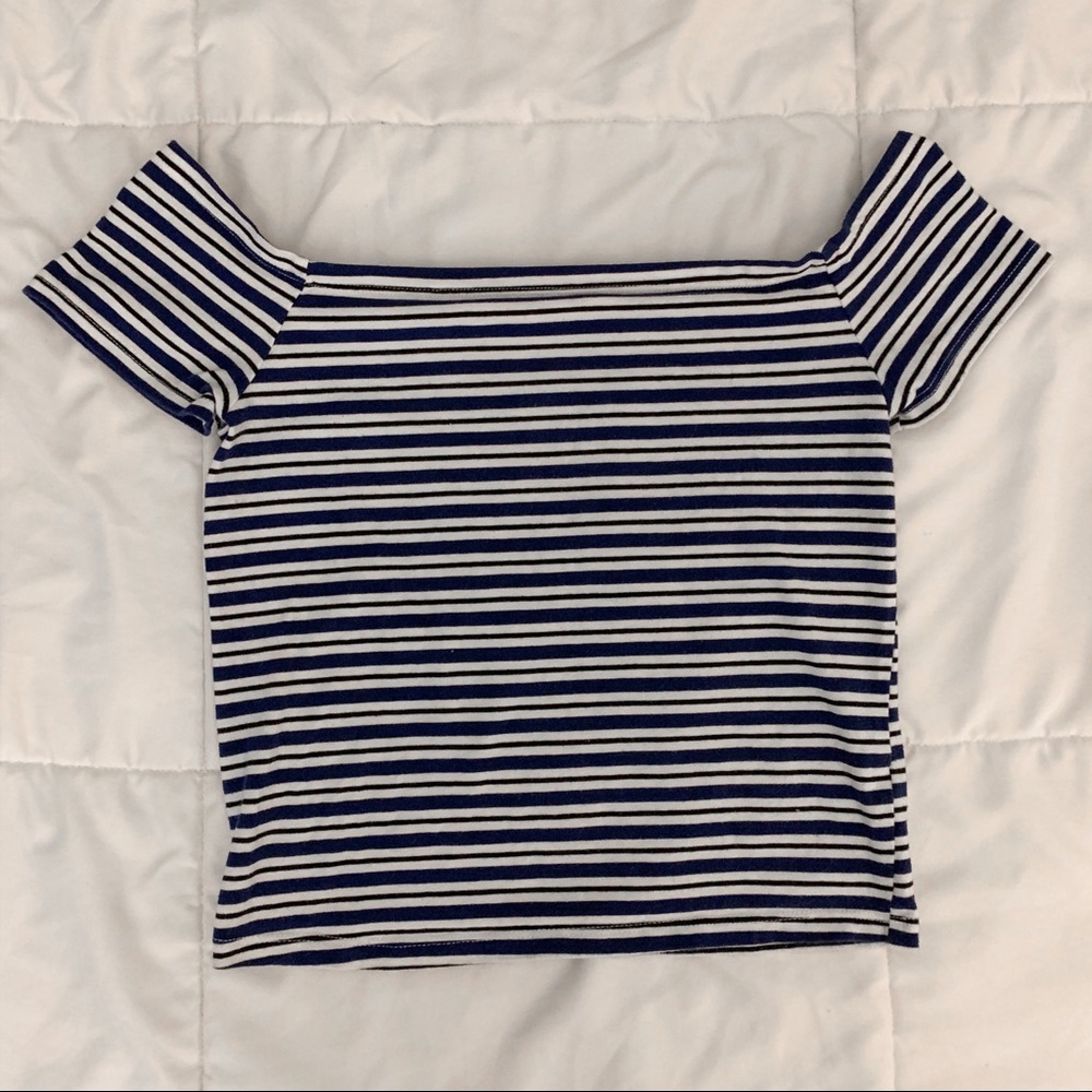 pacsun striped off the shoulder top